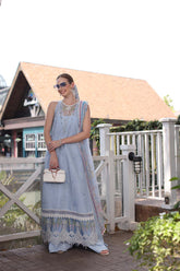 3-PC Unstitched Embroidered Lawn Noor By Saadi Asad | D2- Cerulean Blue